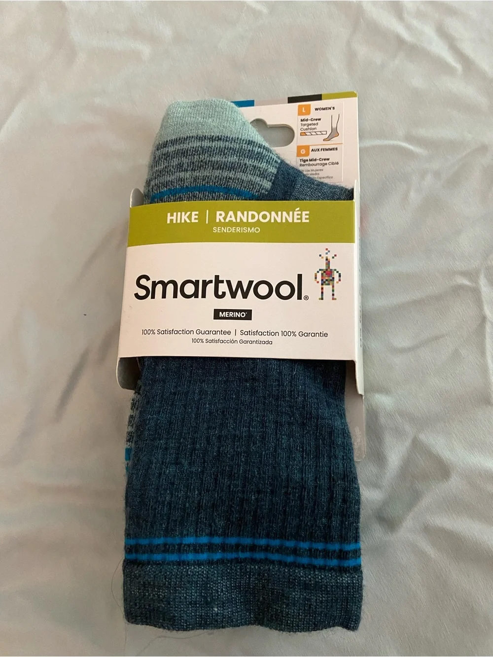 Smartwool Women's Hike Merino Crew Socks - Dark Teal with Light Aqua Accents